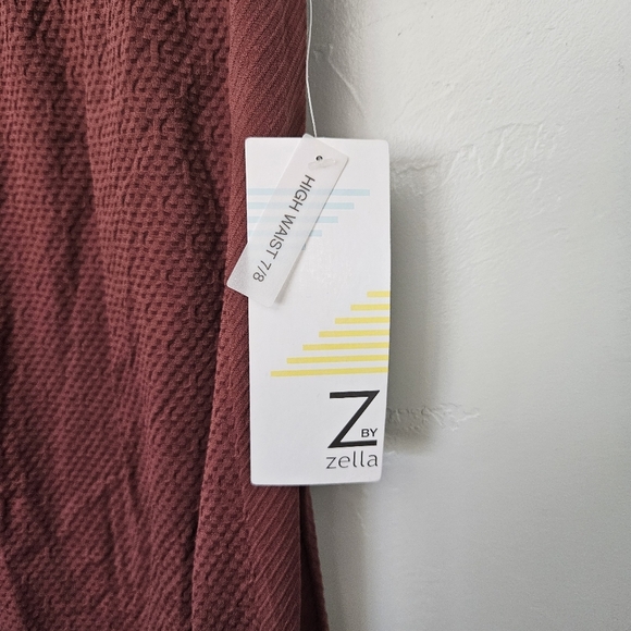 Z by Zella NWT Womens XL High Waist 7/8 Length Maroon Leggings Textured Athletic - Picture 3 of 7